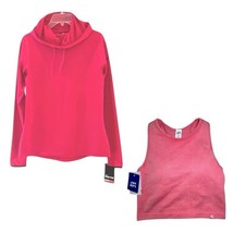 2 Pcs Nike Pro DRI-FIT Hyperwarm Hooded Top Large Pink Brushed Int + Sports Bra - $66.08