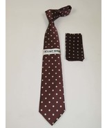 Men&#39;s Stacy Adams Tie and Hankie Set Woven Silky Fabric #Stacy6 Brown - £23.48 GBP