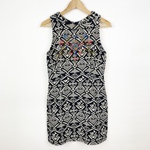 ASTR Black And Tan Womens Size Large Aztec Print Open Back Beaded Dress - $181.84 MXN