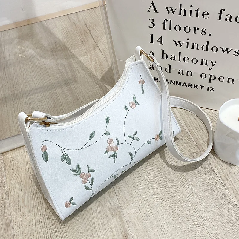 Summer Lace Floral Stitching Shoulder Bag for Women Soft PU Leather Unde... - £12.57 GBP