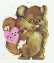 Vintage Valentine Card Fox Pink Heart Hi Ya Ambassador 1982 Die-Cut - £5.43 GBP