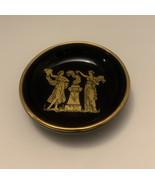 VTG Greek Black Porcelain 3.5” coaster Hand Made Greece  24k Gold - $304.44 MXN