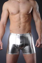 Thunderbox Chrome Metal Silver Pouch Shorts Party Costume Dance S, M, L, XL - £23.59 GBP