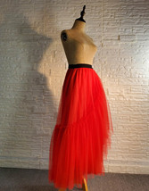 Women Red Wrap Tulle Skirts High Waisted Red Wrap Skirt Party Skirt Outfit Plus image 2