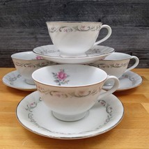 Royal Swirl Set of 4 Saucer &amp; Tea Cup Dinnerware Fine China of Japan Coffee Mug - £14.83 GBP