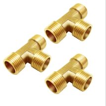 3 Pcs, Brass 3/4" x 3/4" x 3/4" BSP 3 Way Male Tee Pipe Connector - $33.98