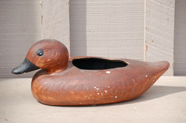 Old Vintage Brown Duck Decoy Planter Garden Tool Rustic Country Home Decor Japan - £13.41 GBP