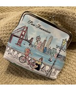 4&quot; x 3 7/8&quot; San Francisco Taxi Coin Purse Metal Closure Skyline Bridge S... - $24.08 CAD