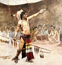 Council Of War Native Americans 1978 Old West Print Russell LGAD99 - £39.32 GBP