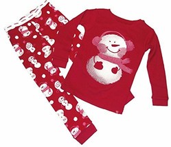 Girl&#39;s Red Winter Heart Snowman Cotton Pajama Set, Size 3 Years - $11.13