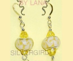 Colors European Style SS Crystal Drop/Dangle Earrings Yellow or Pink & Green - $20.00