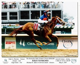 2007 - RAGS TO RICHES winning the Kentucky Oaks - 10&quot; x 8&quot; - £15.73 GBP