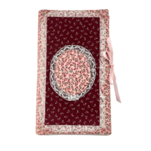 Vintage Dimensional Fabric Photo Album Pink Red Floral Lace Edging  96 Photos - £15.42 GBP