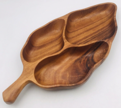 Leilani Large Monkeypod Leaf Shaped Divided Candy Nut Bowl Dish 20.5&quot; x 10.5&quot; - £24.22 GBP