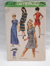 VTG 1970 Simplicity Jiffy Pattern 8722 Groovy Keyhole Neck Dress 3 Lengths Sz 12 - £7.71 GBP
