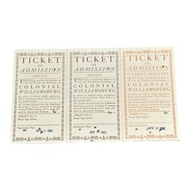 3 Vintage Apr 1960 Colonial Williamsburg Adult Student/Military Ticket Admission - £11.79 GBP