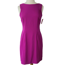 Dressbarn Womens Dress Size 8 Purple Stretch Raspberry Midi Sleeveless Boat Neck - £14.72 GBP