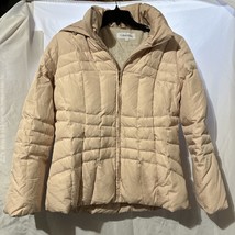 Calvin Klein Feather Filled Champagne Puffer Coat with Hood - Size Women&#39;s Large - £23.48 GBP