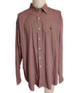 Ralph Lauren Men&#39;s Blake Mini Checked Button Down Shirt Red XXL - $26.05 CAD