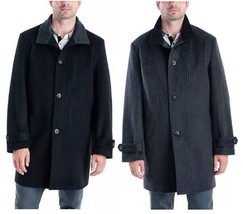 London Fog Men&#39;s Clark Wool Blend Overcoat Black or Charcoal 36R, 46L, 40R, - £62.65 GBP