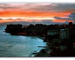 Twilight at Waikiki Beach Hawaii HI UNP Chrome Postcard S7 - $3.91