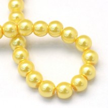 Z Glass Pearl Bead round lot of 5 strands 31 INCH LONG 6mm GOLD  T8 - $10.44