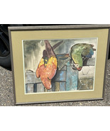 Signed Original Watercolor Painting Of The Two Parrots By Paul Gould &#39;67 - £393.31 GBP