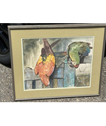 Signed Original Watercolor Painting Of The Two Parrots By Paul Gould &#39;67 - $679.17 CAD