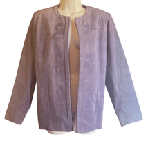Brownstone Studio Womens 12 Vintage 1990&#39;s Purple Ultrasuede Embroidered Blazer - £18.36 GBP