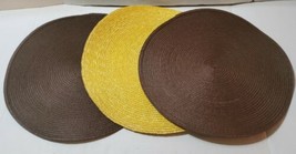 14.5&#39;&#39; Round Boho Wicker Placemats Brown Yellow Table Setting Center Pie... - £22.28 GBP