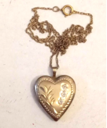 Princess Pride Heart Locket VTG Etched 1/20 14 KGF Pendant 18&quot; Chain Nec... - $67.78 CAD