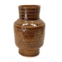 Nuovo Rinascimento Fat Lava Brown Pottery 10.5” Vase Italy Textured MCM 1960&#39;s - £50.68 GBP