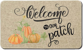 NEW Welcome to our Patch Fall Pumpkin Doormat 23.5 x 15.5 inches tan - £8.75 GBP