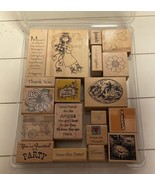 19 Assorted Random Wood Rubber Stamps Party Friends Thank You and Quotes - £18.31 GBP