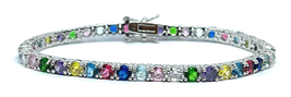 ADIRFINE 18K Gold Plated Multi Colored Cubic Zirconia Tennis Bracelet - $47.99