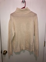 Vintage Columbia Womens XL Knit Turtleneck Pullover Sweater Cream Color - £15.50 GBP
