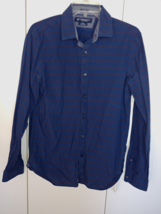 AMERICAN EAGLE OUTFITTERS SLIM FIT MEN&#39;S BLUE STRIPED COTTON SHIRT-M-GEN... - $8.59