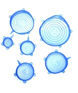 Reusable Silicone Stretch Lids Food Covers for Bowl Cup Dish 6pcs Blue - $7.99