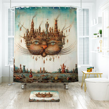 Cheshire Cat 06 Shower Curtain Bath Mat Bathroom Waterproof Decorative - £18.23 GBP+