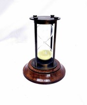 timer Brass Hourglass Sand Timer Brass Wood Base 10 Minutes FREE SHIPPING - £58.90 GBP