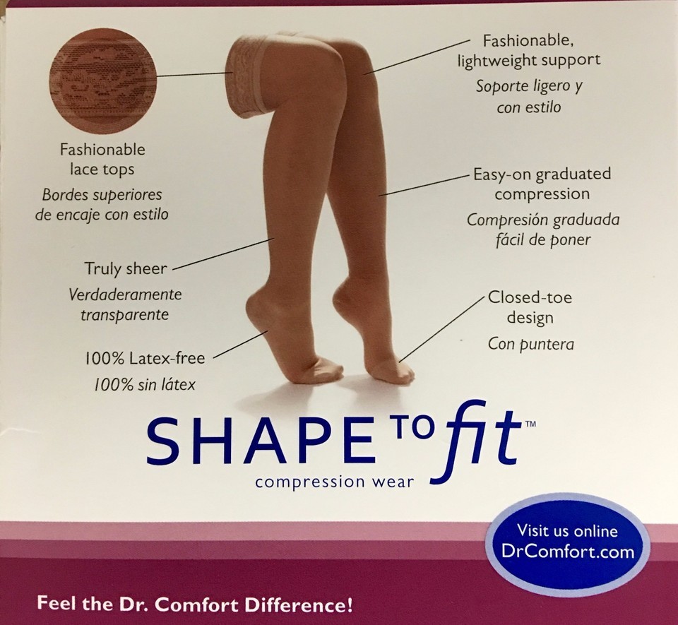 Shape to Fit Sheer Thigh High Compression 15-20- 20-30 mmHg - Stay Up Ba... - $18.38+