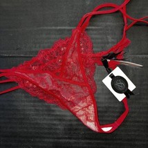 Nwt Victoria&#39;s Secret Designer Collection Luxe M Thong Strappy Red Lace White - £31.37 GBP