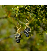 Tibetan Tektite Earrings Shambala Stone Meteorite High Vibration Energy ... - $68.60 CAD