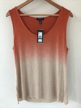 Kenneth Cole Rust Red Ombre Lagenlook Quick Dry Travel Tank Top Tunic XL 44&quot; - £14.93 GBP