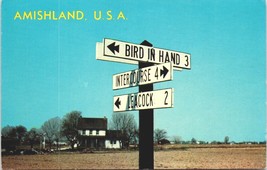 Amishland U.S.A. Postcard1967 Road SignsIntercourse Bird in hand Leacock  - $6.50