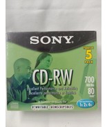 New Sony CD - RW 5 Pack Blank Discs 700MB 80Min Rewritable 5CDRW700L - £7.82 GBP
