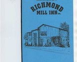 Richmond Mill Inn Menu Mill Street at Route 12 in Richmond Illinois  - £17.25 GBP