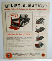 Vintage National Lift O Matic Hydraulic Tailgate For Pickup Trucks FLYER Ad 1950 - £9.77 GBP