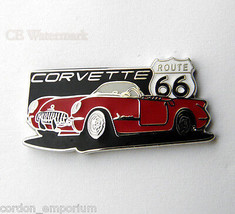 Route 66 1954 Red Chevrolet Corvette Convertible Usa Lapel Pin Badge 1 Inch - £4.49 GBP