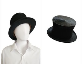 Antique Men Mulhouse Black Top Hat Steampank, Read* - £62.90 GBP